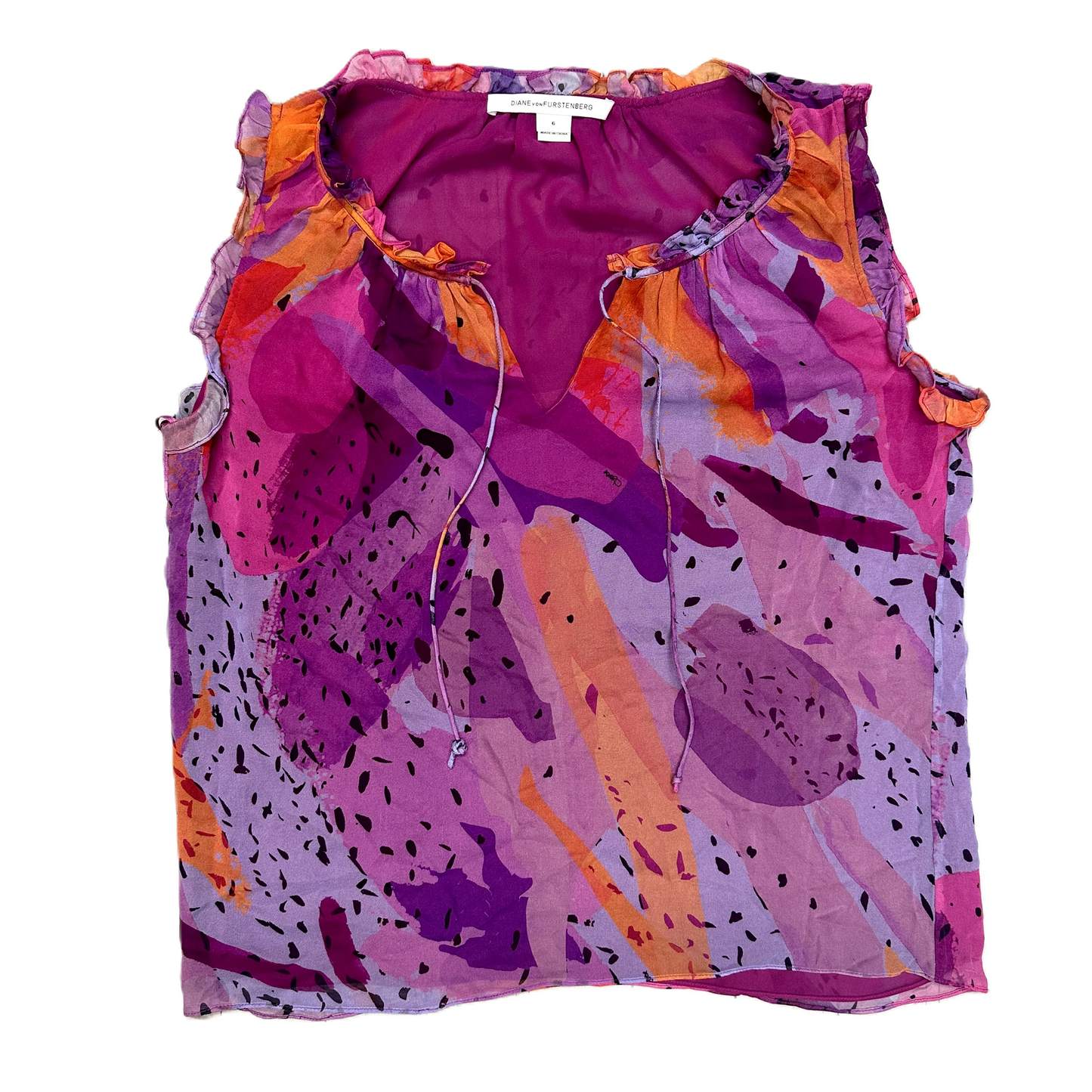 Top Sleeveless Designer By Diane Von Furstenberg In Pink & Purple, Size: S