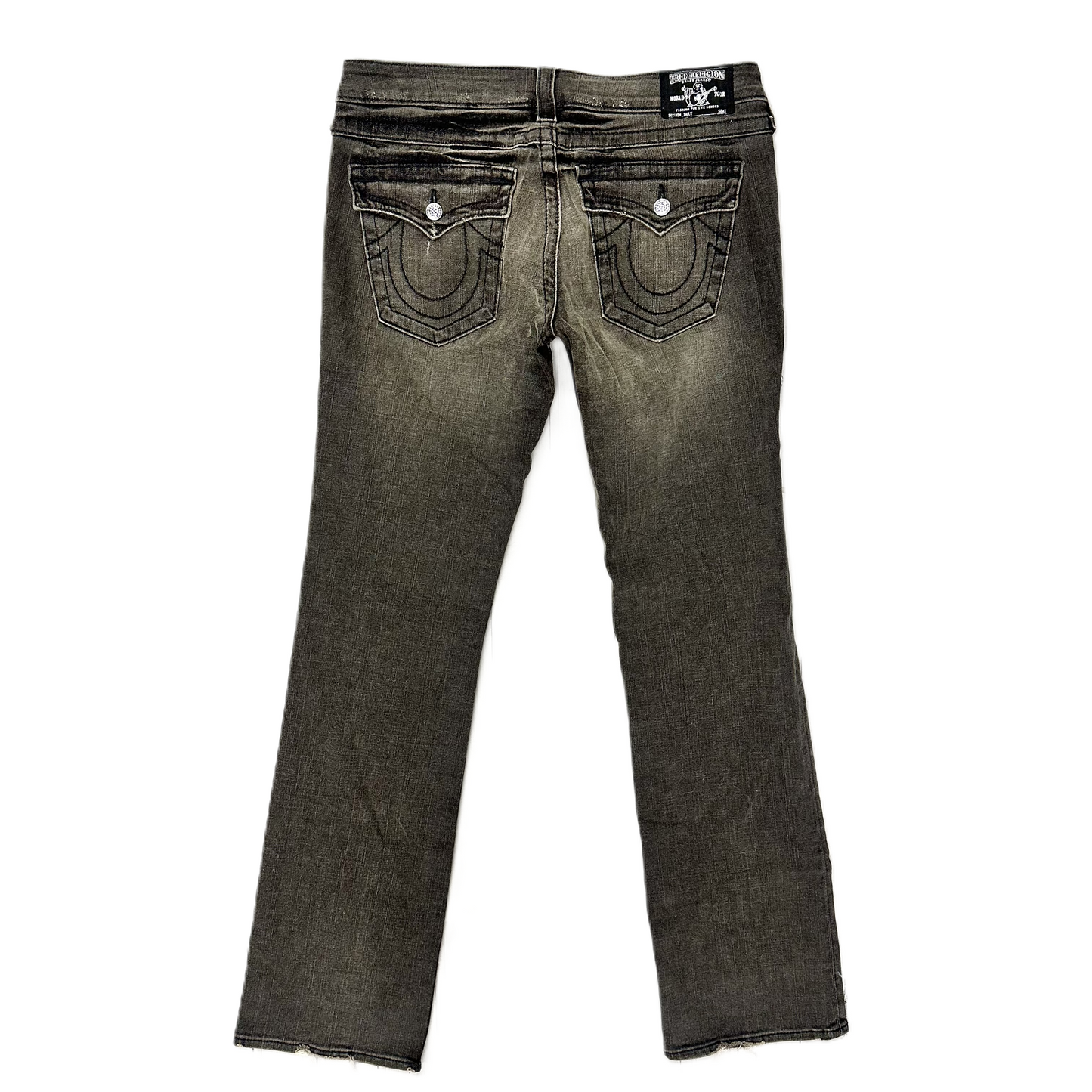 Jeans Flared By True Religion In Grey Denim, Size: 14