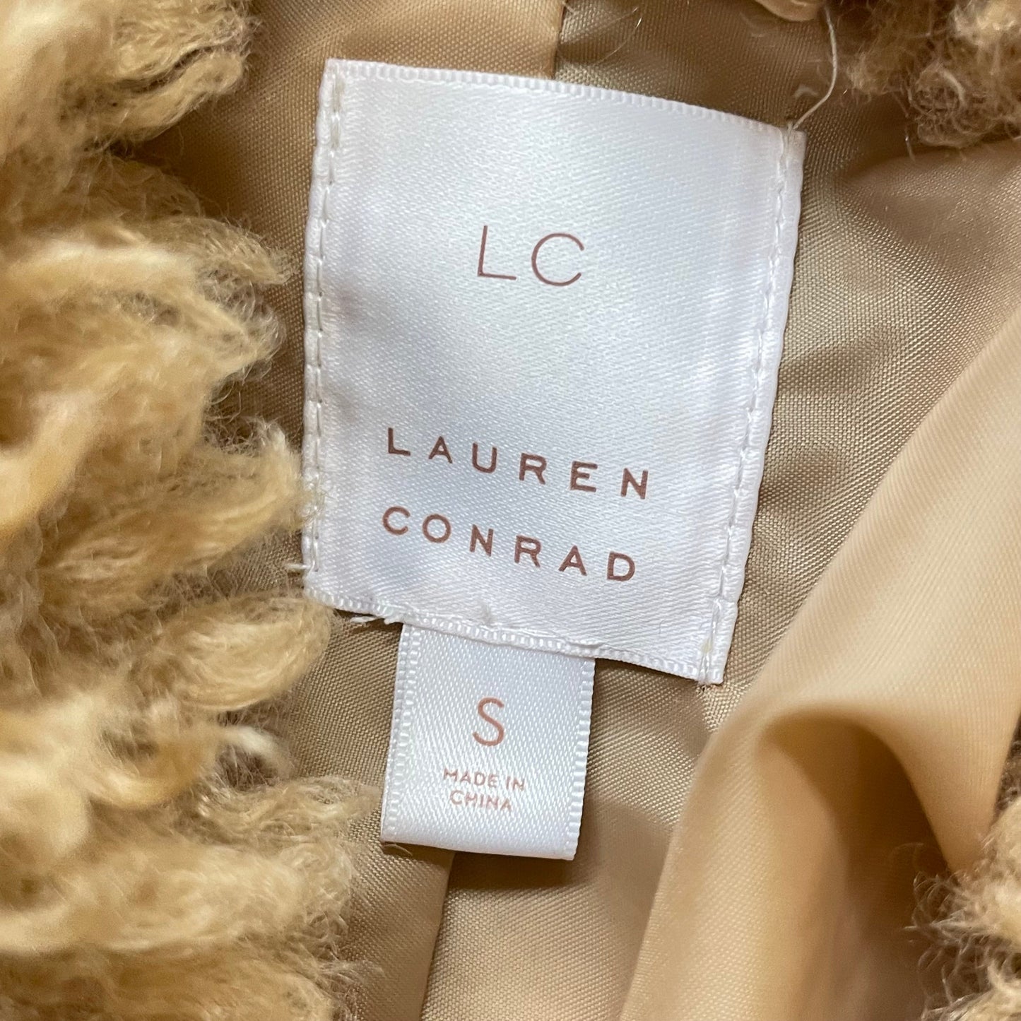 Coat Faux Fur & Sherpa By Lc Lauren Conrad In Tan, Size: S