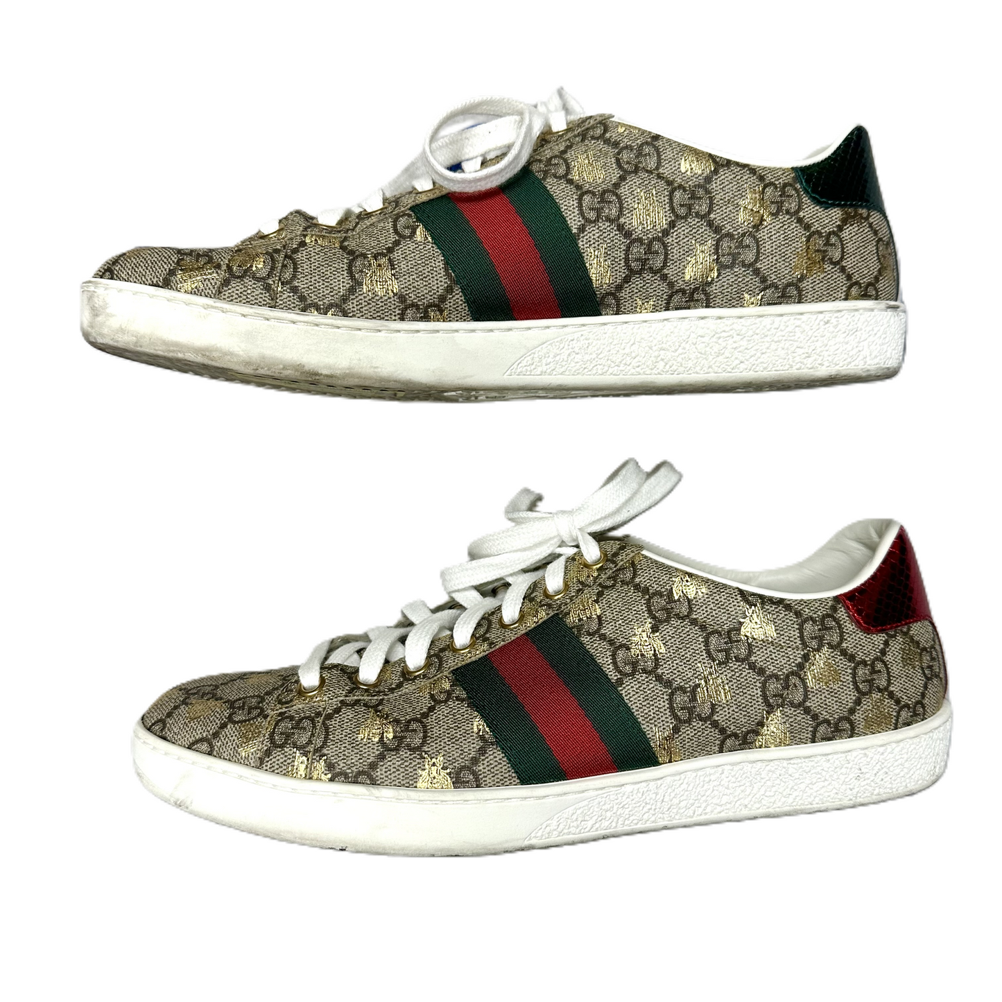 Shoes Luxury Designer By Gucci In Green & Red, Size: 9.5