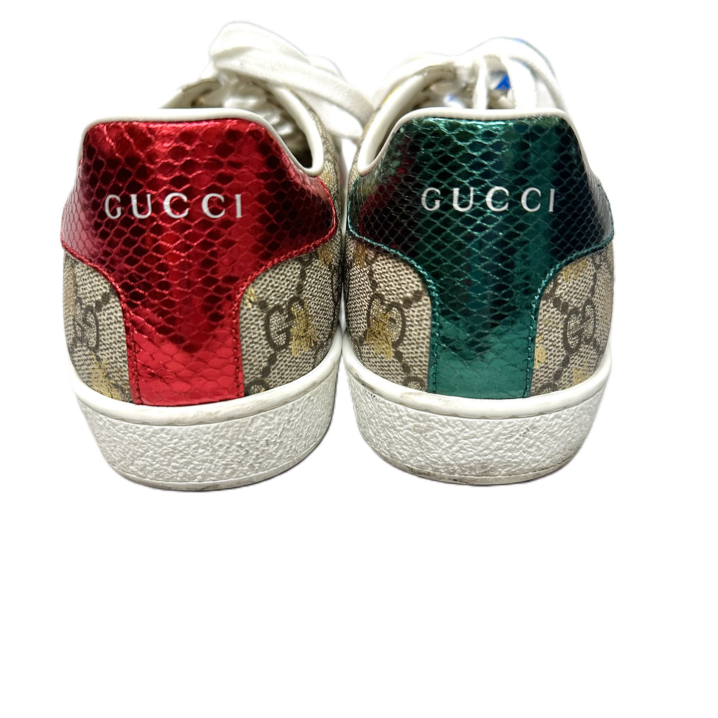 Shoes Luxury Designer By Gucci In Green & Red, Size: 9.5