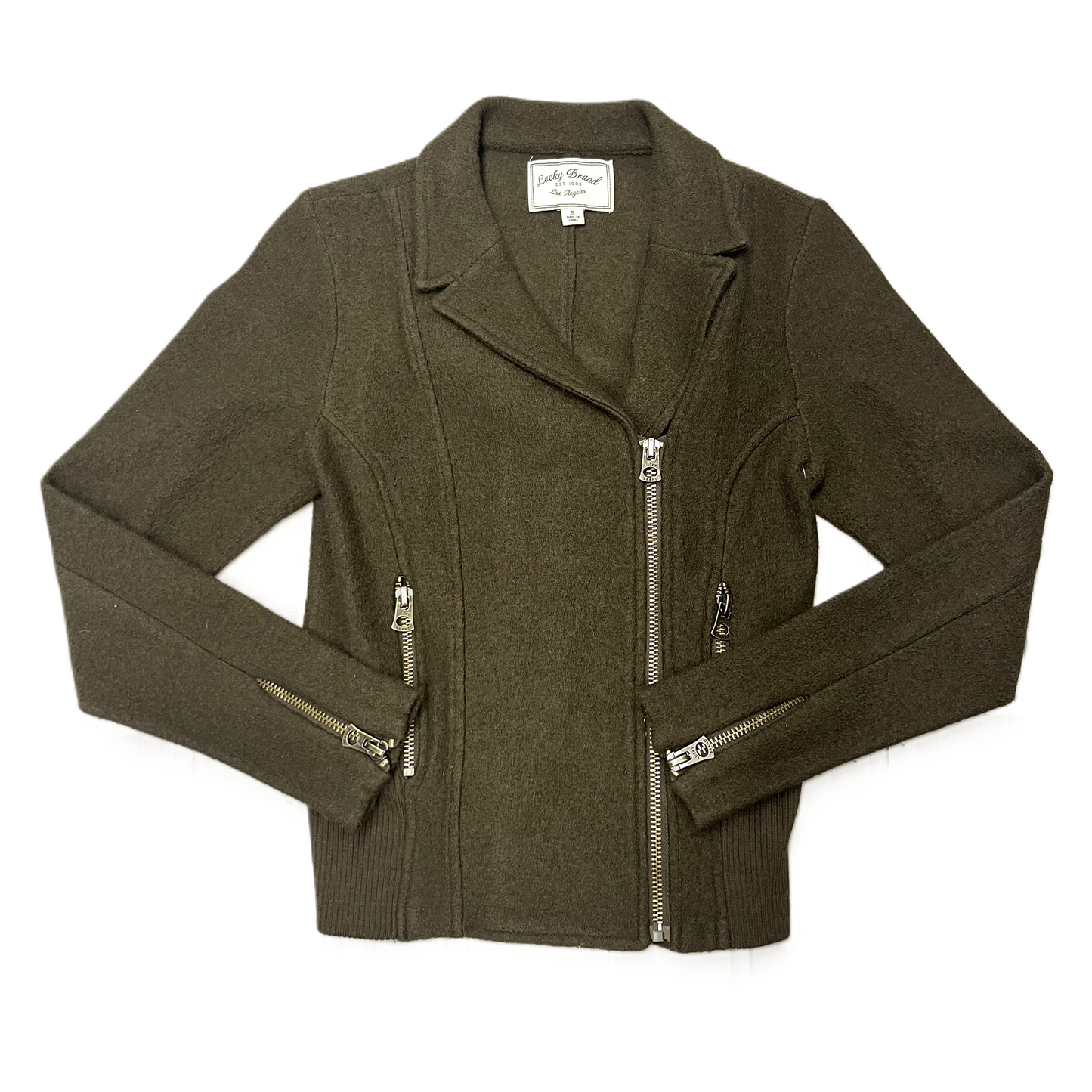 Jacket Moto By Lucky Brand In Green, Size: S