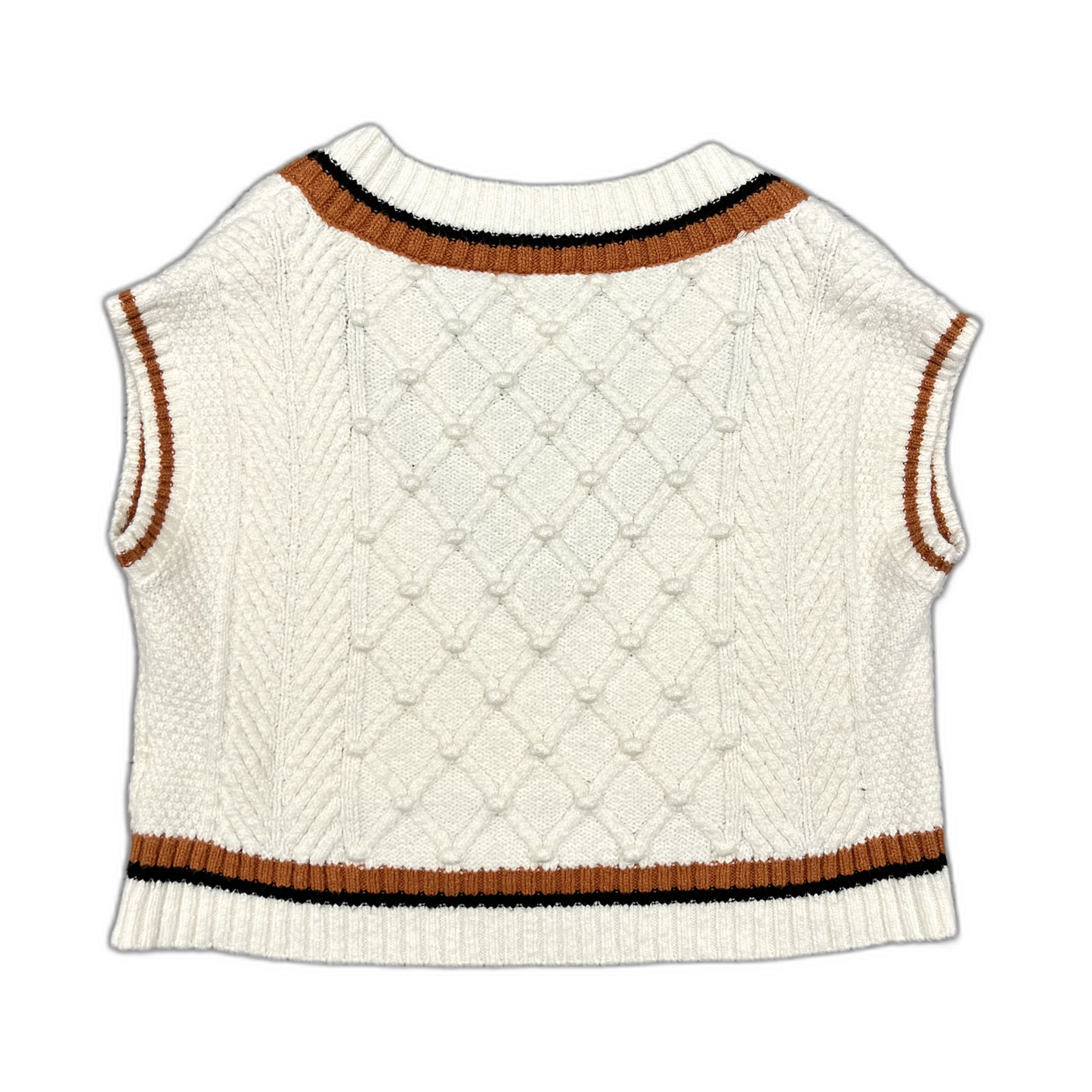 Vest Sweater By Maeve In Cream & Tan, Size: Xs