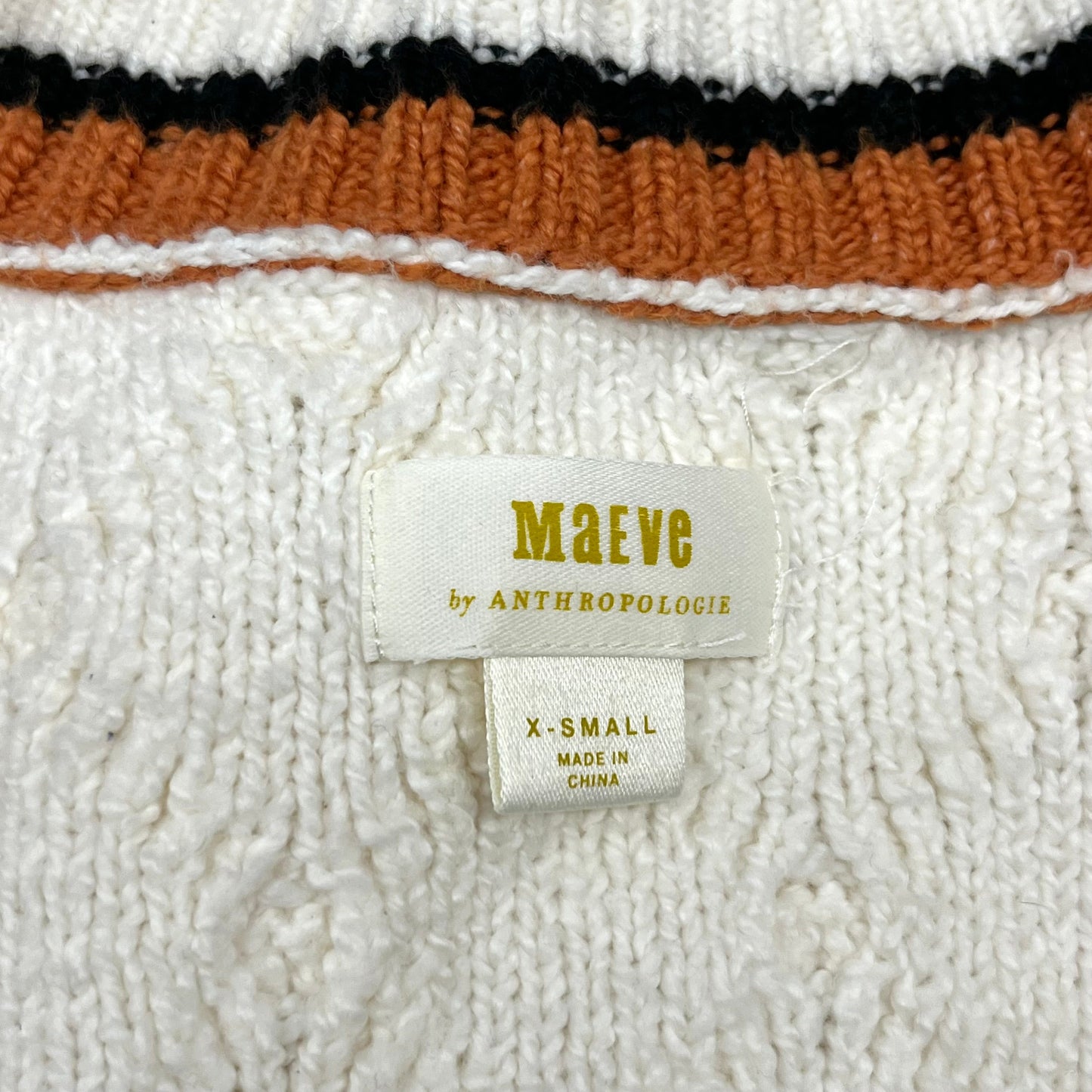 Vest Sweater By Maeve In Cream & Tan, Size: Xs