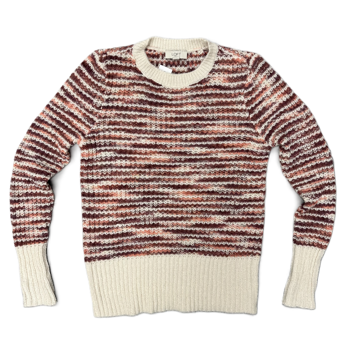 Sweater By Loft In Cream & Red, Size: S