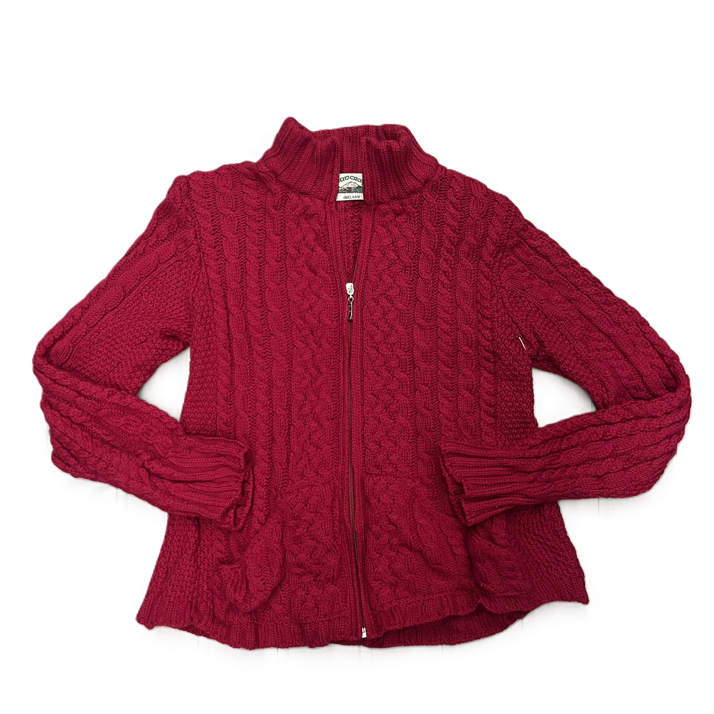 Sweater Cardigan By Arancrafts In Red, Size: Xs