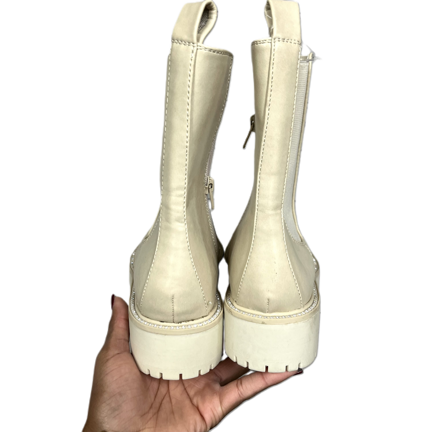 Boots Ankle Heels By Time And Tru In Cream, Size: 7