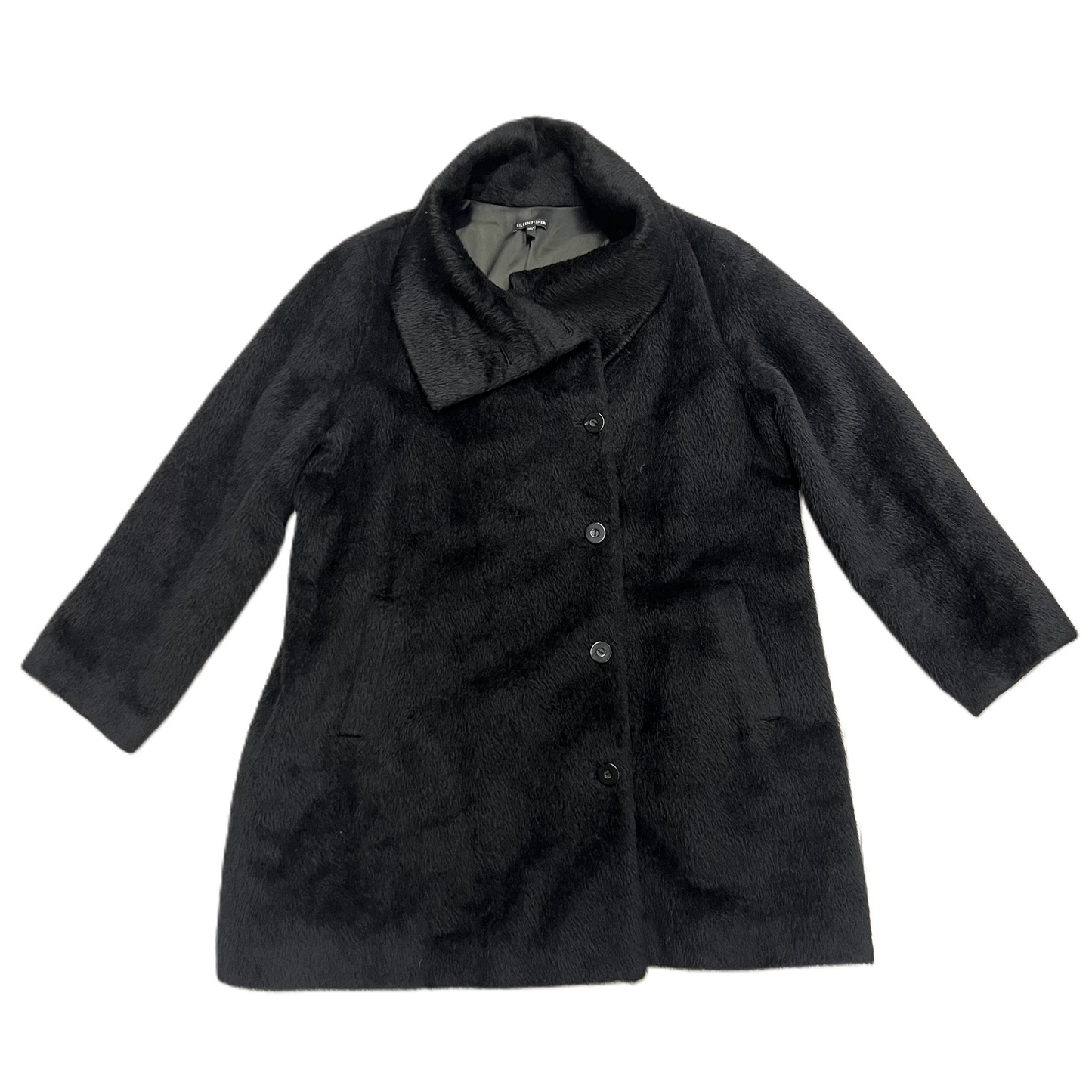 Coat Faux Fur & Sherpa By Eileen Fisher In Black, Size: Xl