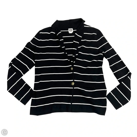 Sweater Cardigan By Anne Klein In Black & White, Size: M