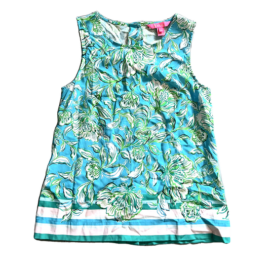 Top Sleeveless Designer By Lilly Pulitzer In Blue & Green, Size: Xs