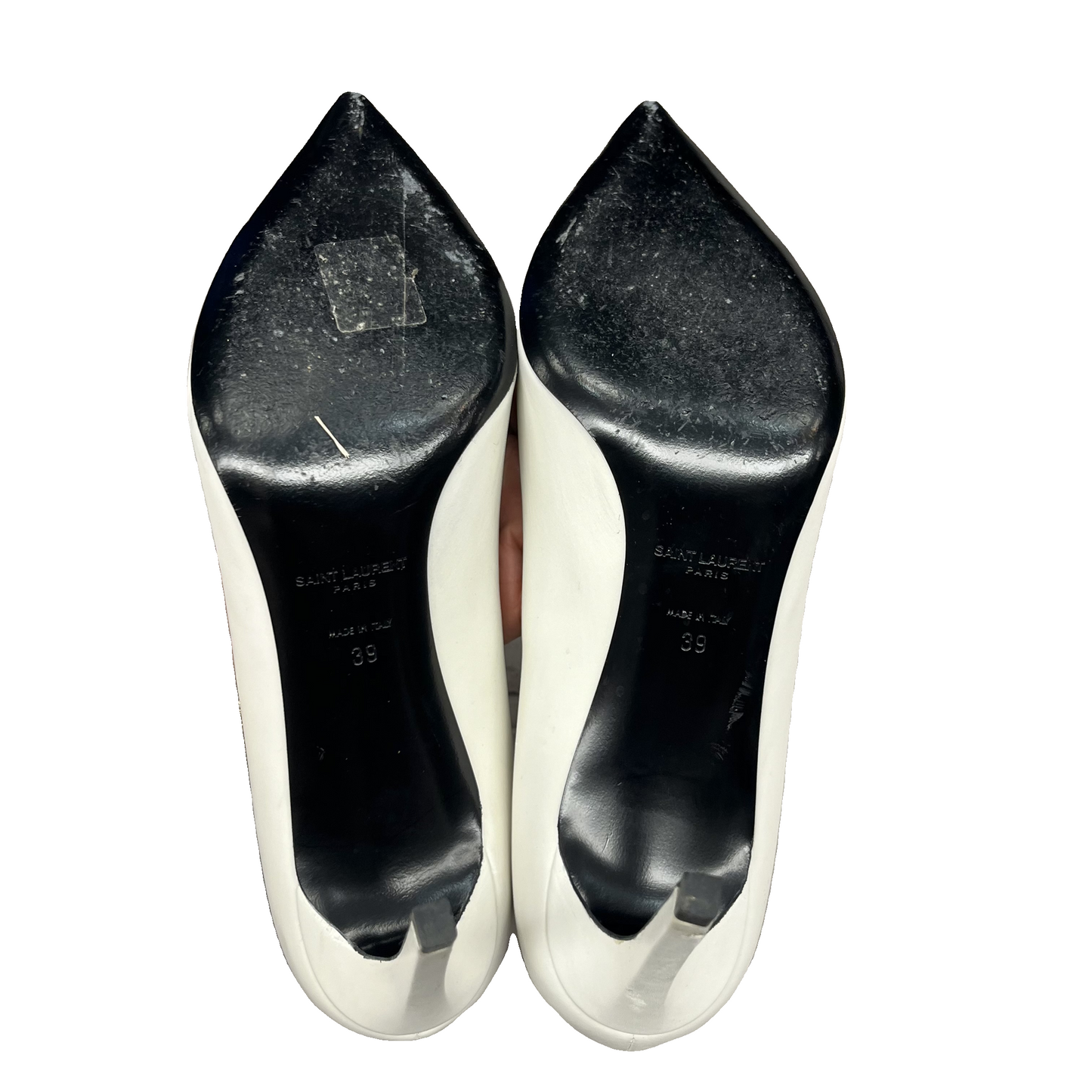 Shoes Luxury Designer By Yves Saint Laurent In Black & White, Size: 8.5