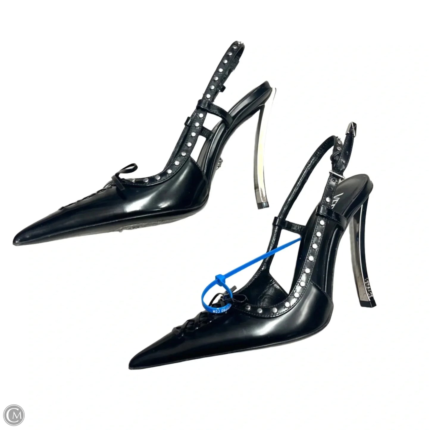 Shoes Luxury Designer By Versace In Black, Size: 5.5