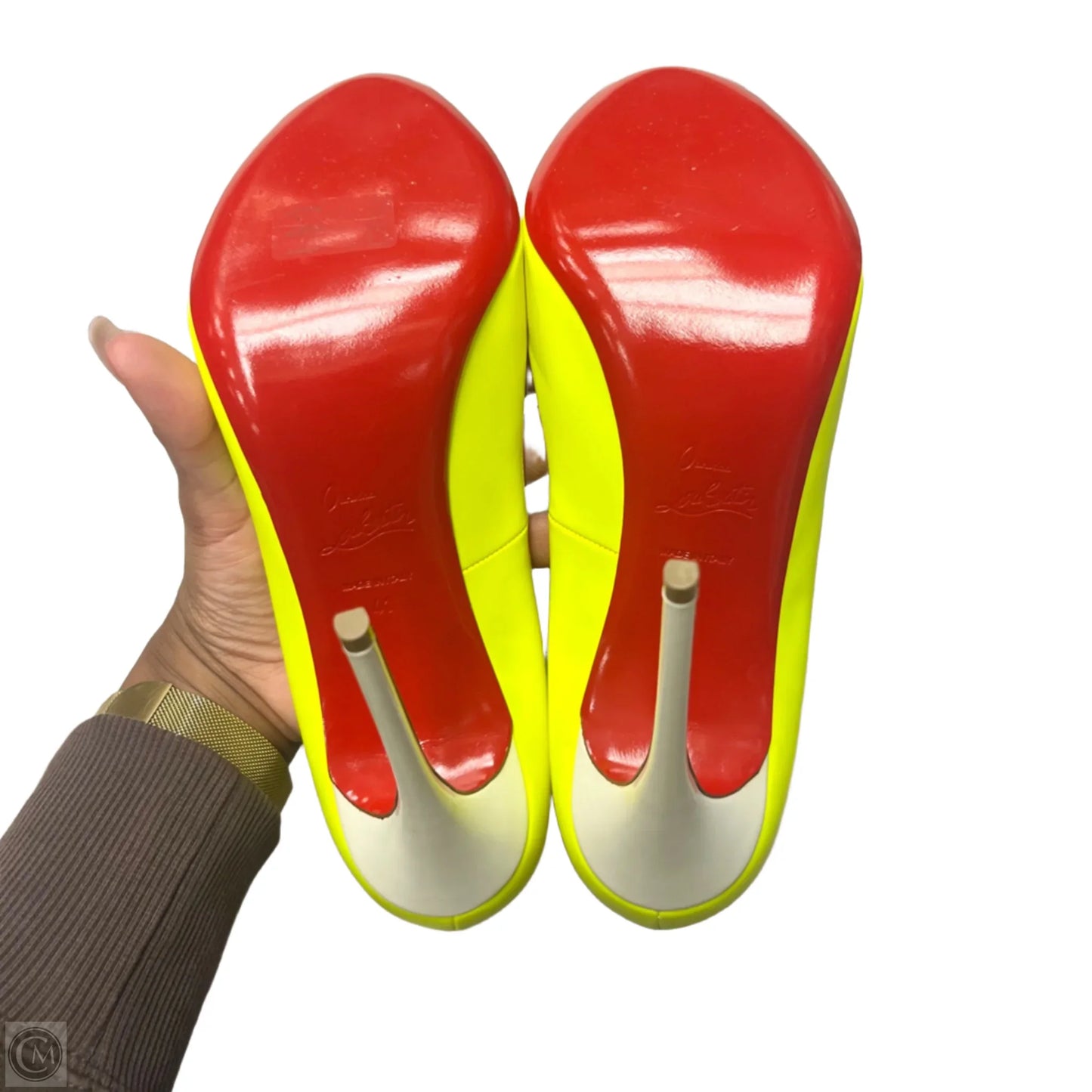 Shoes Luxury Designer By Christian Louboutin In Yellow, Size: 10.5