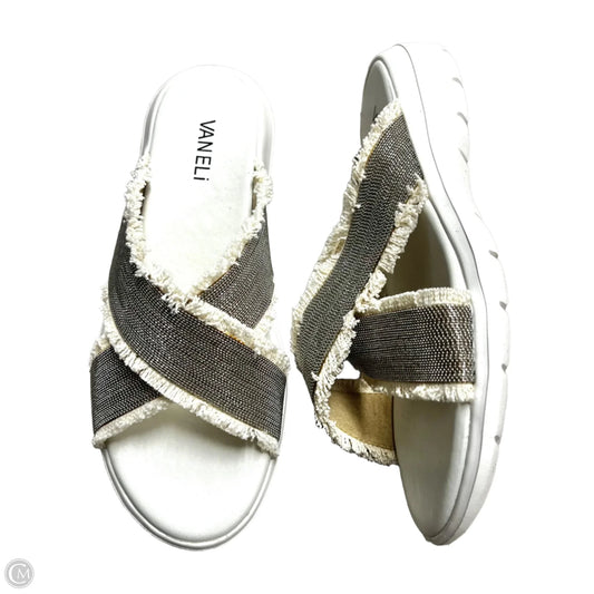 Sandals Heels Platform By Vaneli In Gold & White, Size: 9