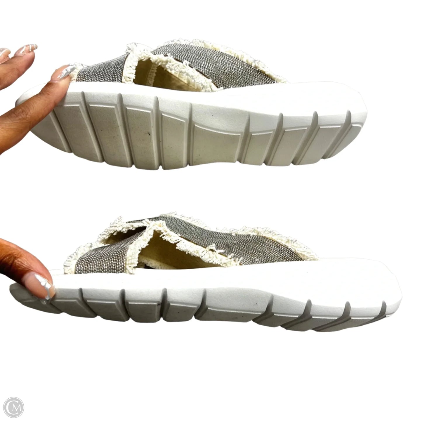 Sandals Heels Platform By Vaneli In Gold & White, Size: 9