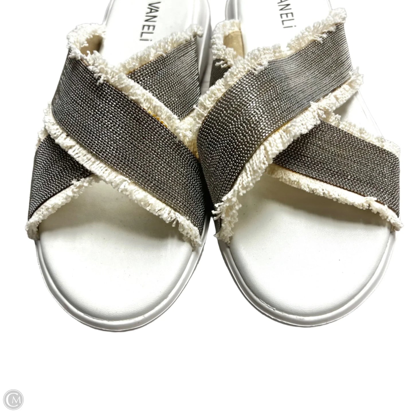 Sandals Heels Platform By Vaneli In Gold & White, Size: 9