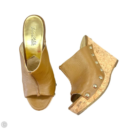 Sandals Heels Wedge By Michael By Michael Kors In Tan, Size: 6