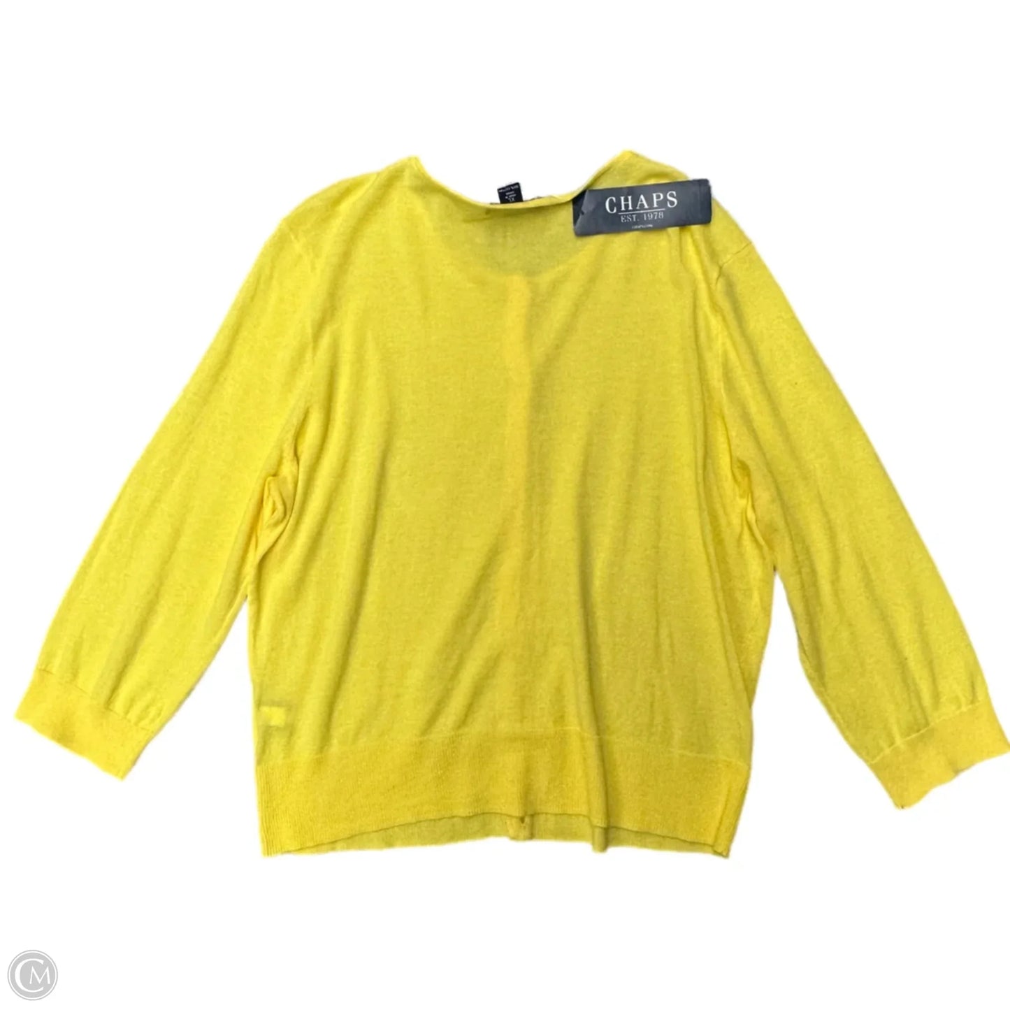 Sweater Cardigan By Chaps In Yellow, Size: Xl