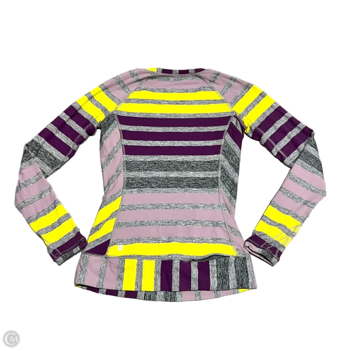 Athletic Top Long Sleeve Crewneck By Lululemon In Purple & Yellow, Size: S