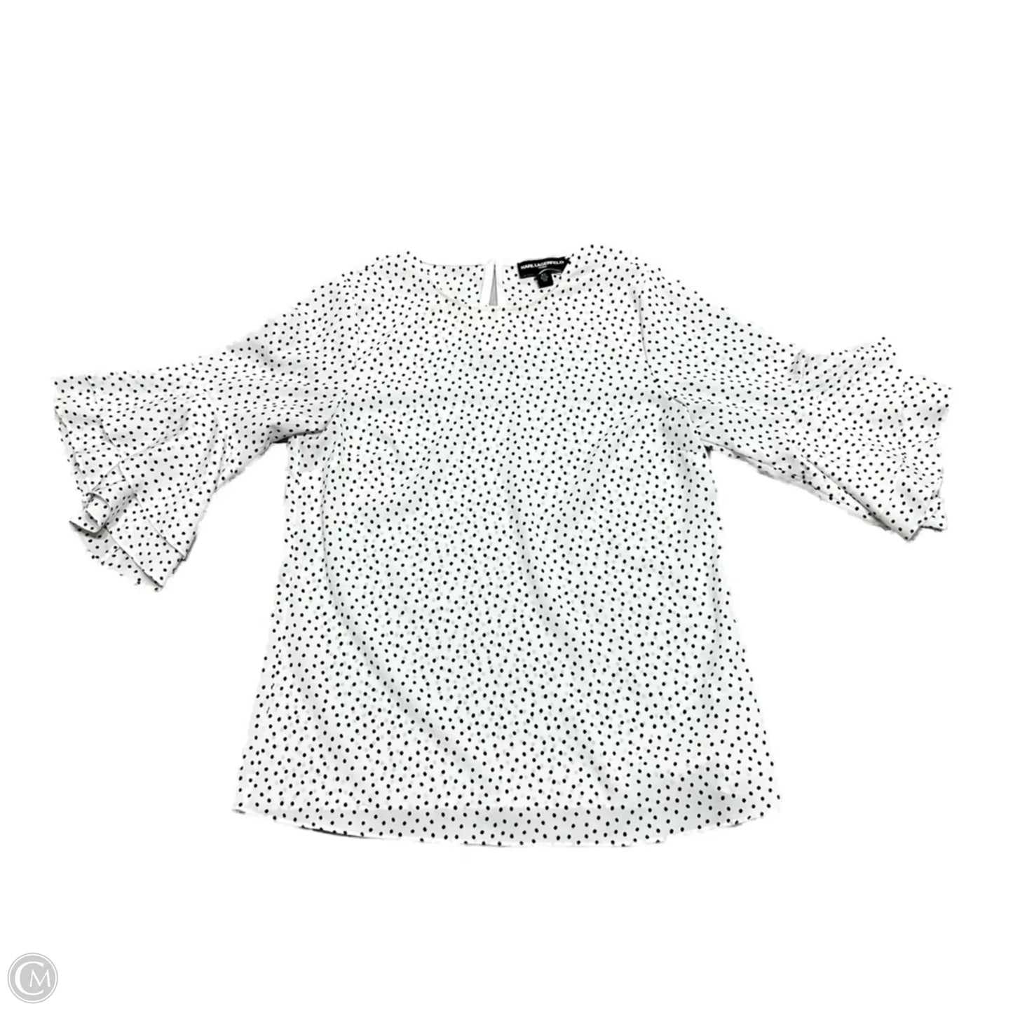 Top Short Sleeve Designer By Karl Lagerfeld In Polkadot Pattern, Size: Xs