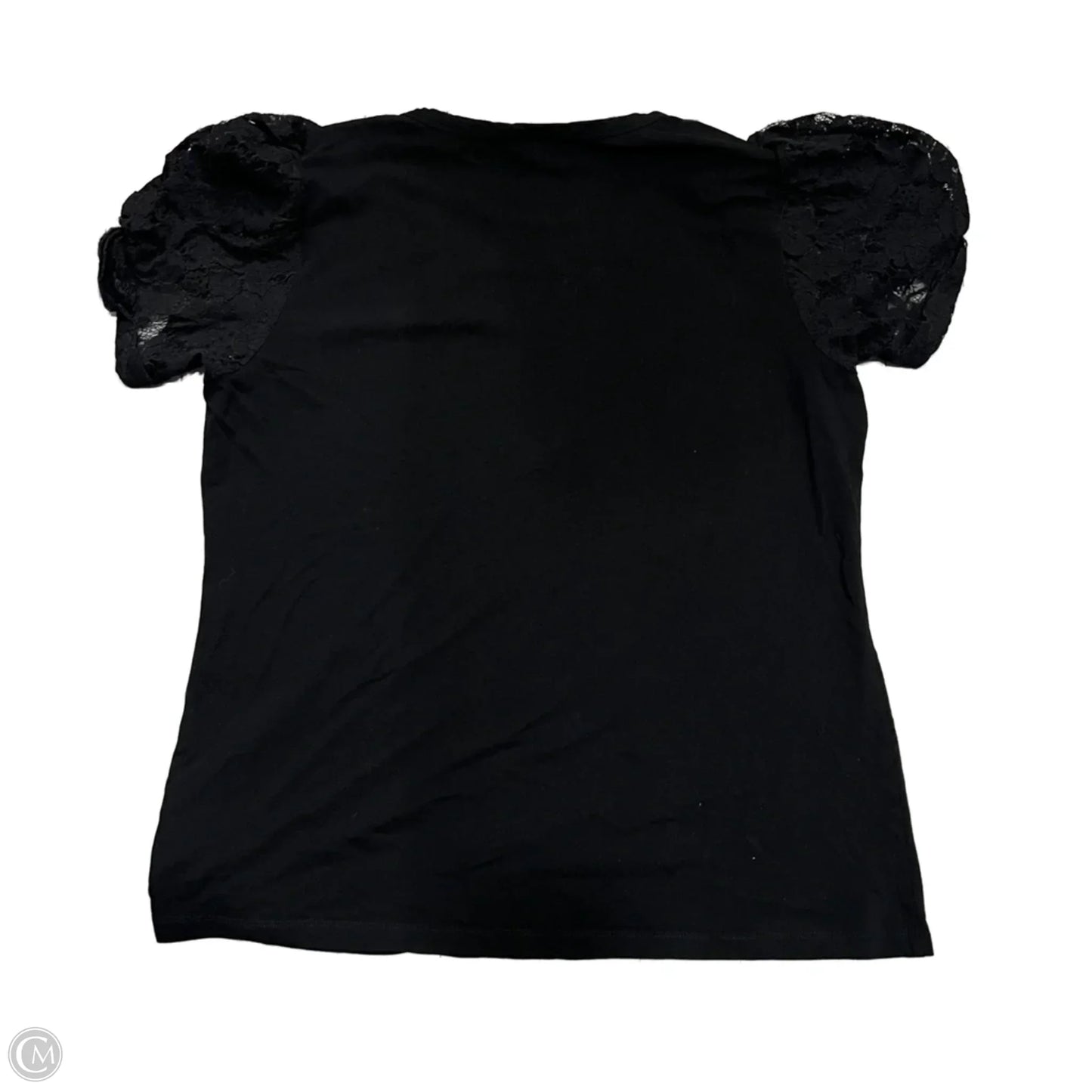 Top Short Sleeve Designer By Karl Lagerfeld In Black, Size: L