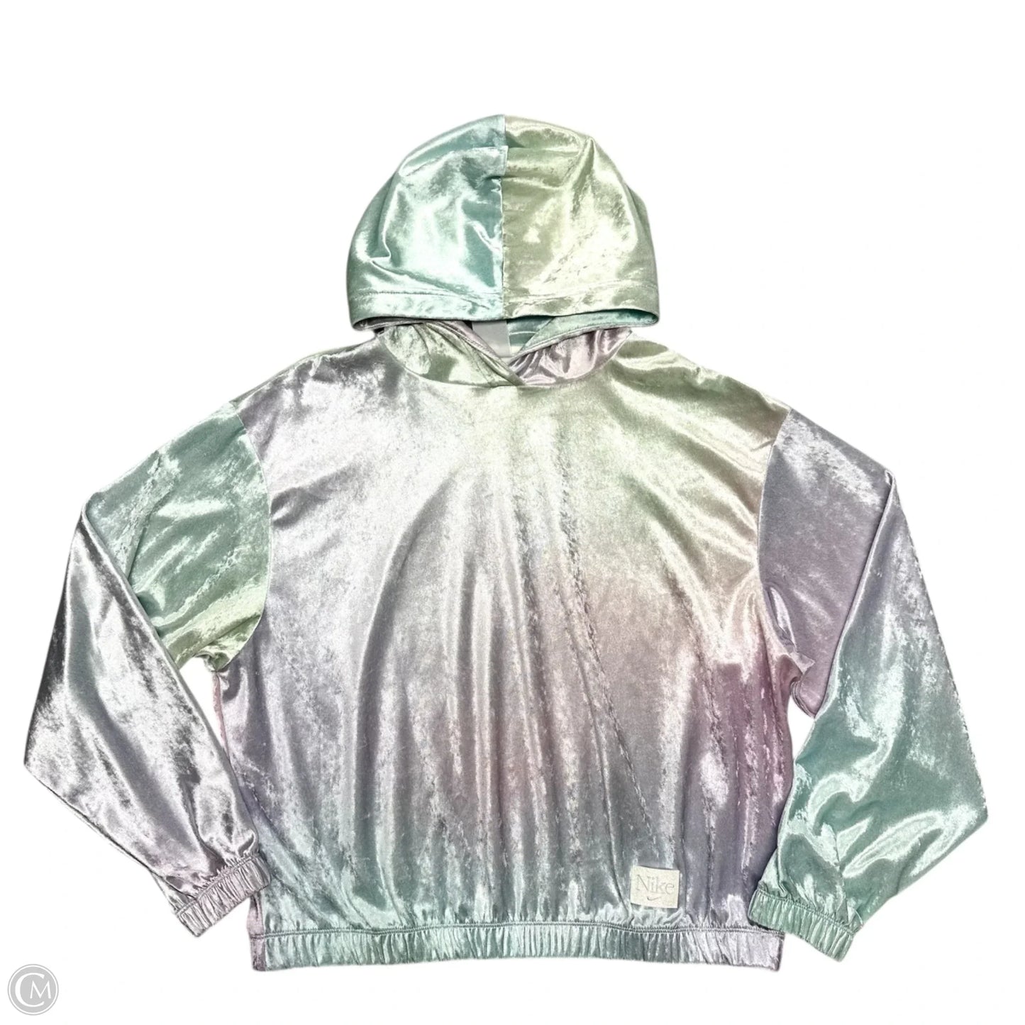 Sweatshirt Hoodie By Nike In Green & Purple, Size: M