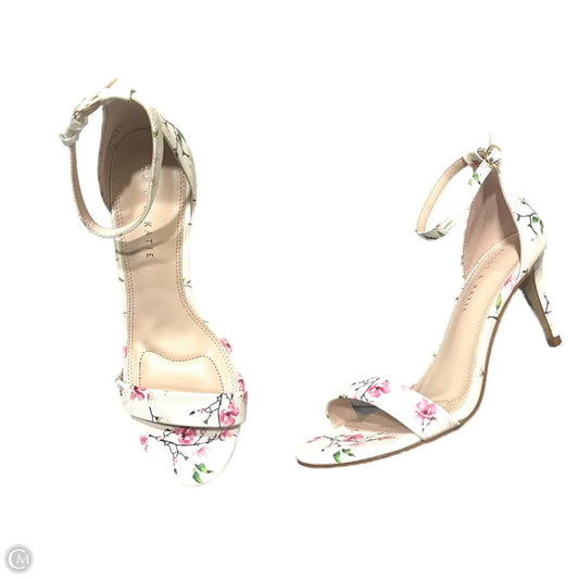 Sandals Heels Kitten By Kelly And Katie In Cream & Pink, Size: 9