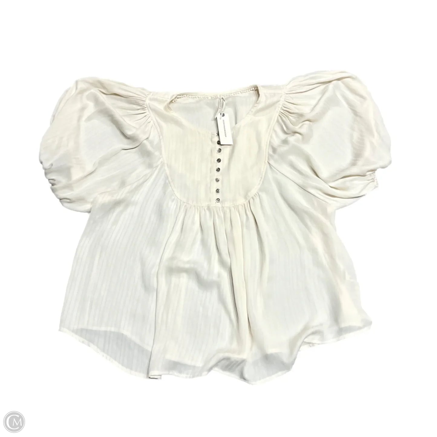 Top Short Sleeve By Anthropologie In Cream, Size: M