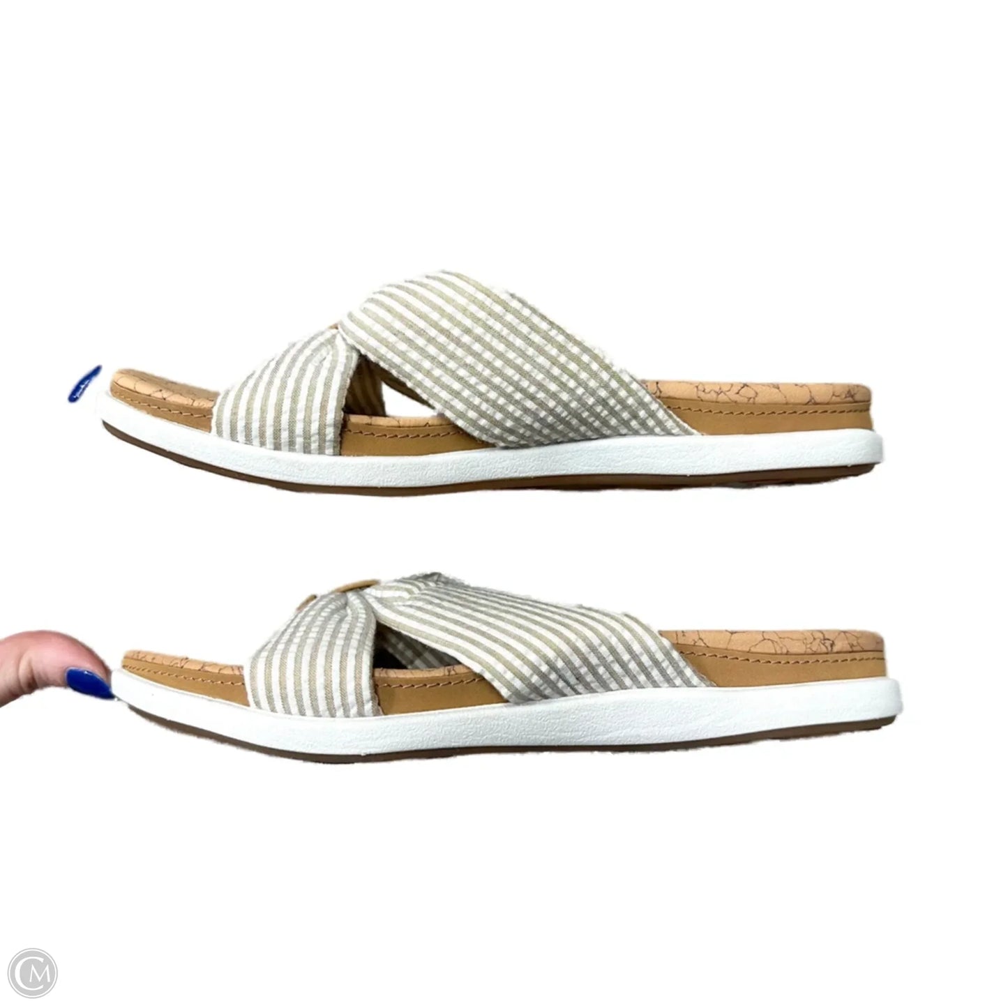 Sandals Flats By Clarks In Cream & Tan, Size: 7