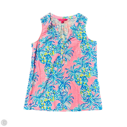 Top Sleeveless Designer By Lilly Pulitzer In Blue & Pink, Size: S