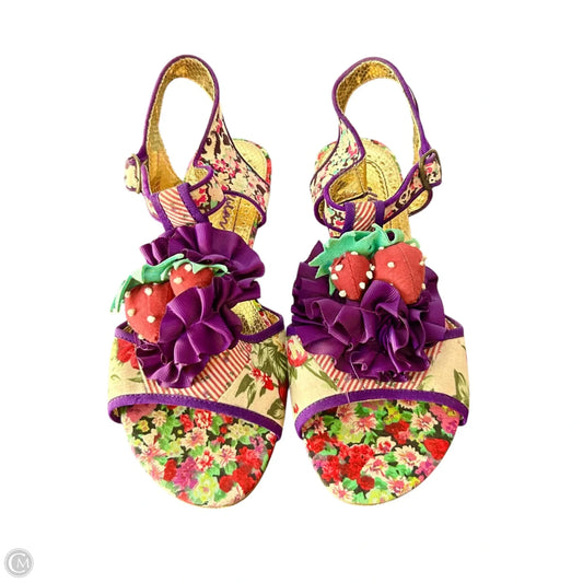 Sandals Flats By Irregular Choice In Gold & Purple, Size: 10