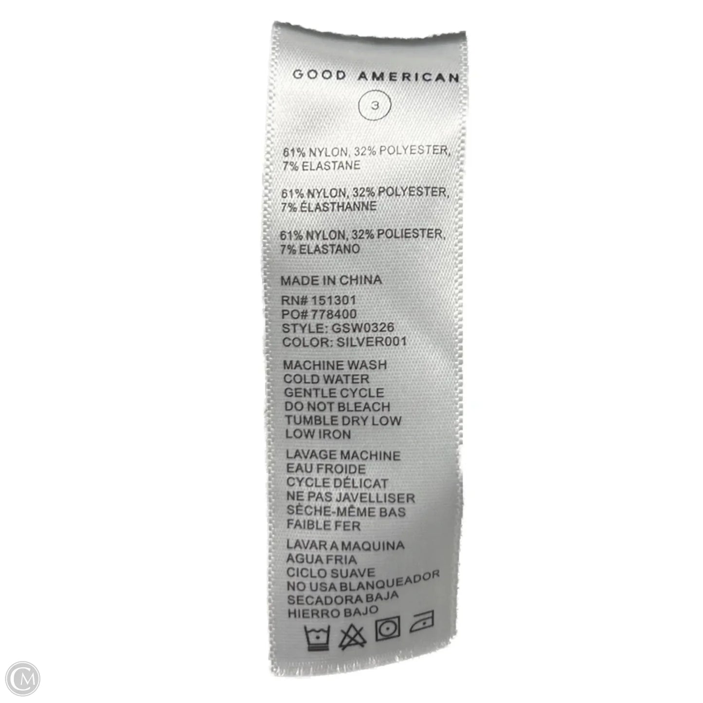 Top Long Sleeve By Good American In Silver, Size: M