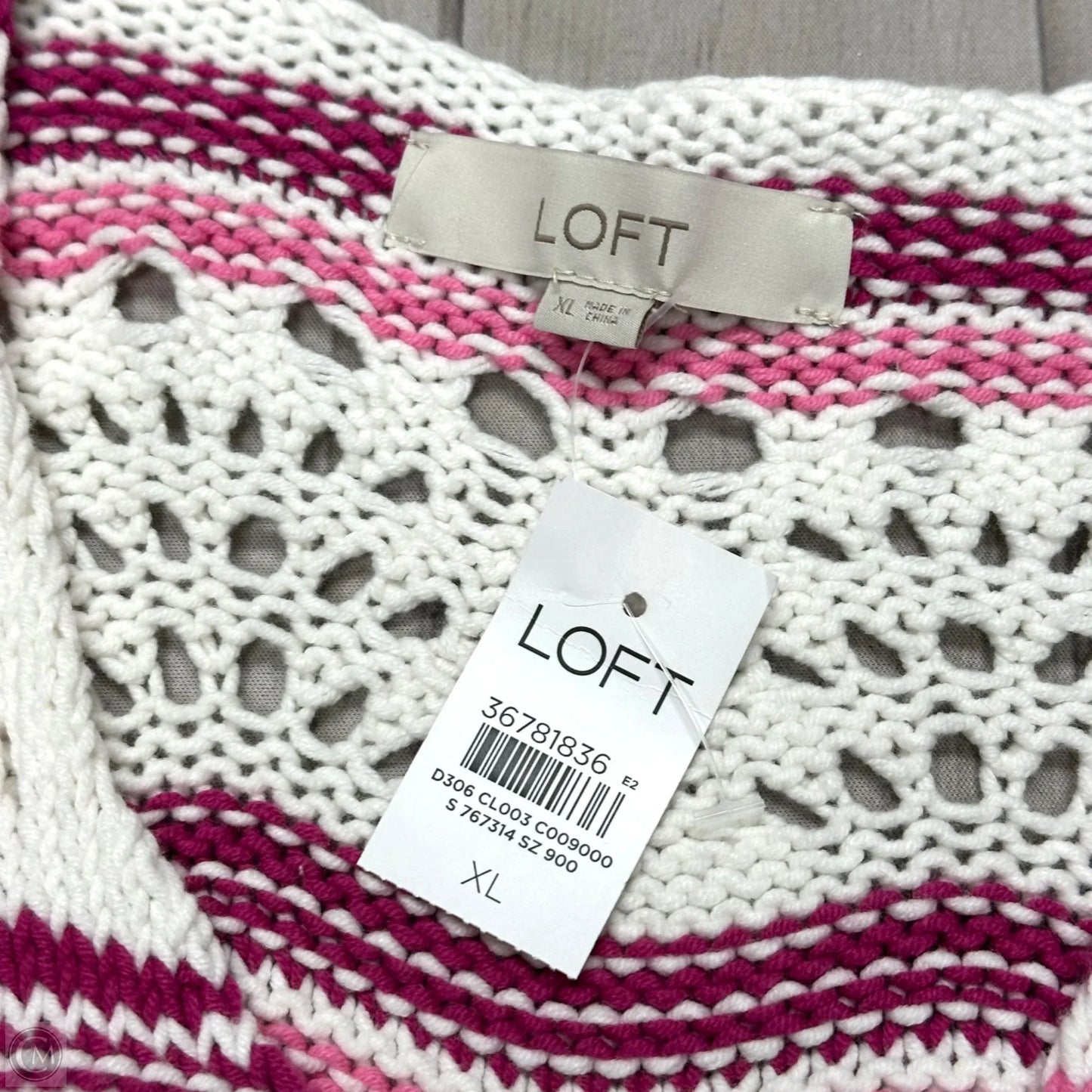 Sweater By Loft In Pink & White, Size: Xl