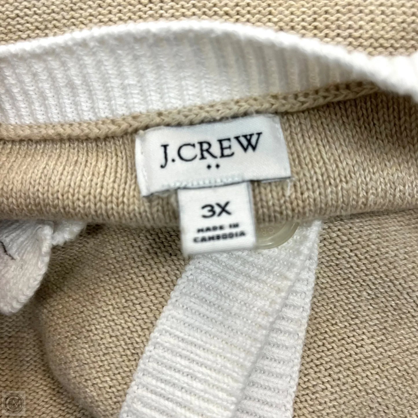 Sweater Cardigan By J. Crew In Tan & White, Size: 3x