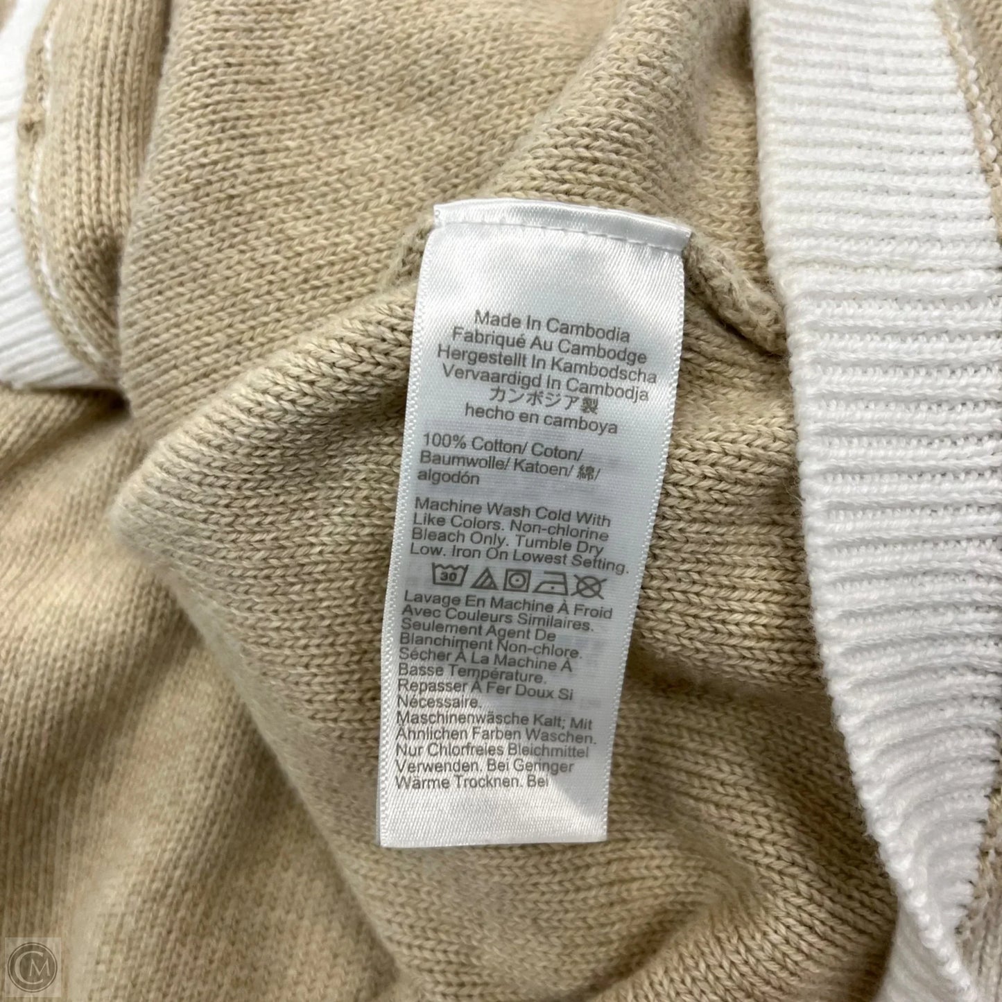 Sweater Cardigan By J. Crew In Tan & White, Size: 3x