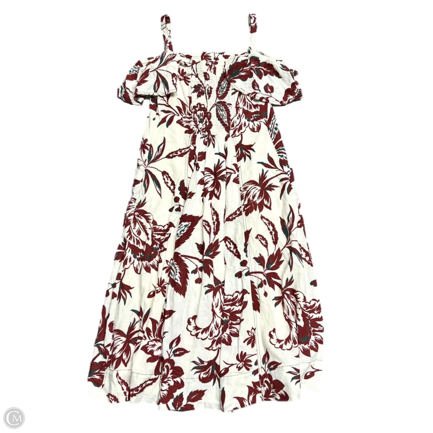 Dress Casual Midi By Anthropologie In Cream & Red, Size: S