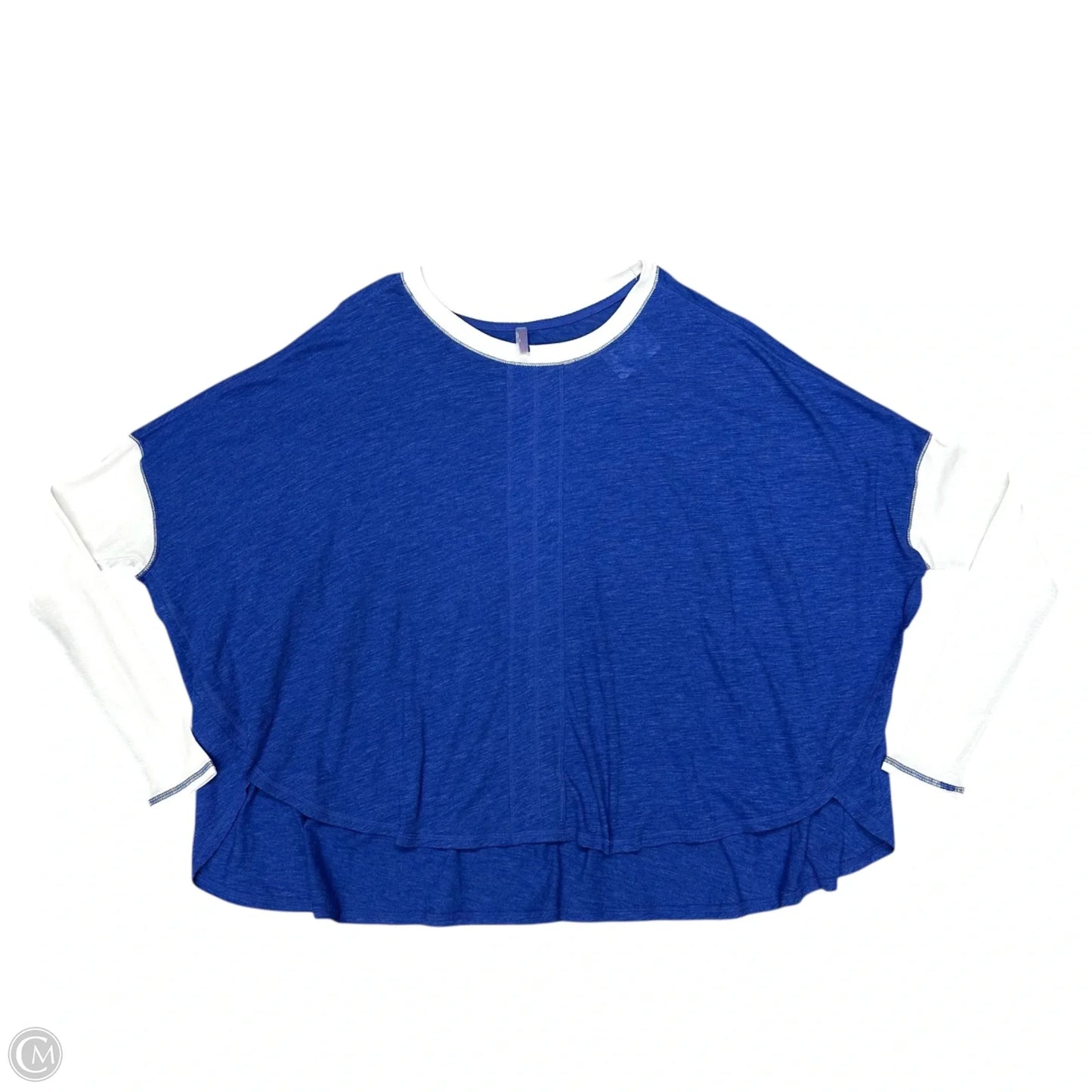 Top Long Sleeve By Free People In Blue & White, Size: L