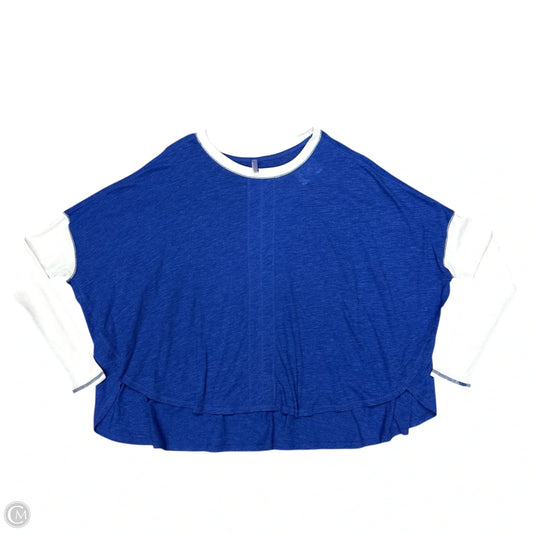 Top Long Sleeve By Free People In Blue & White, Size: L