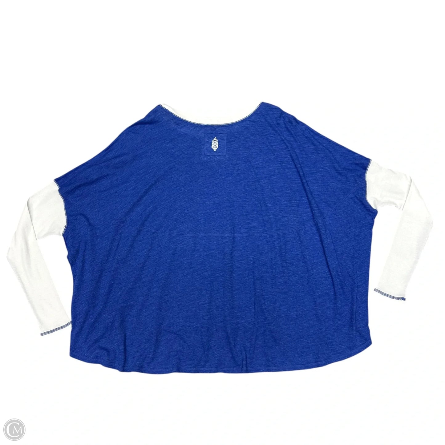 Top Long Sleeve By Free People In Blue & White, Size: L