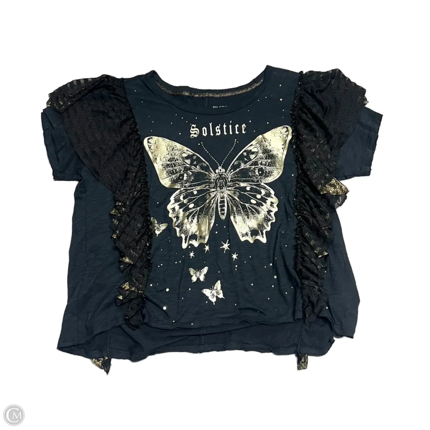 Top Short Sleeve By Pilcro In Black & Gold, Size: Xl