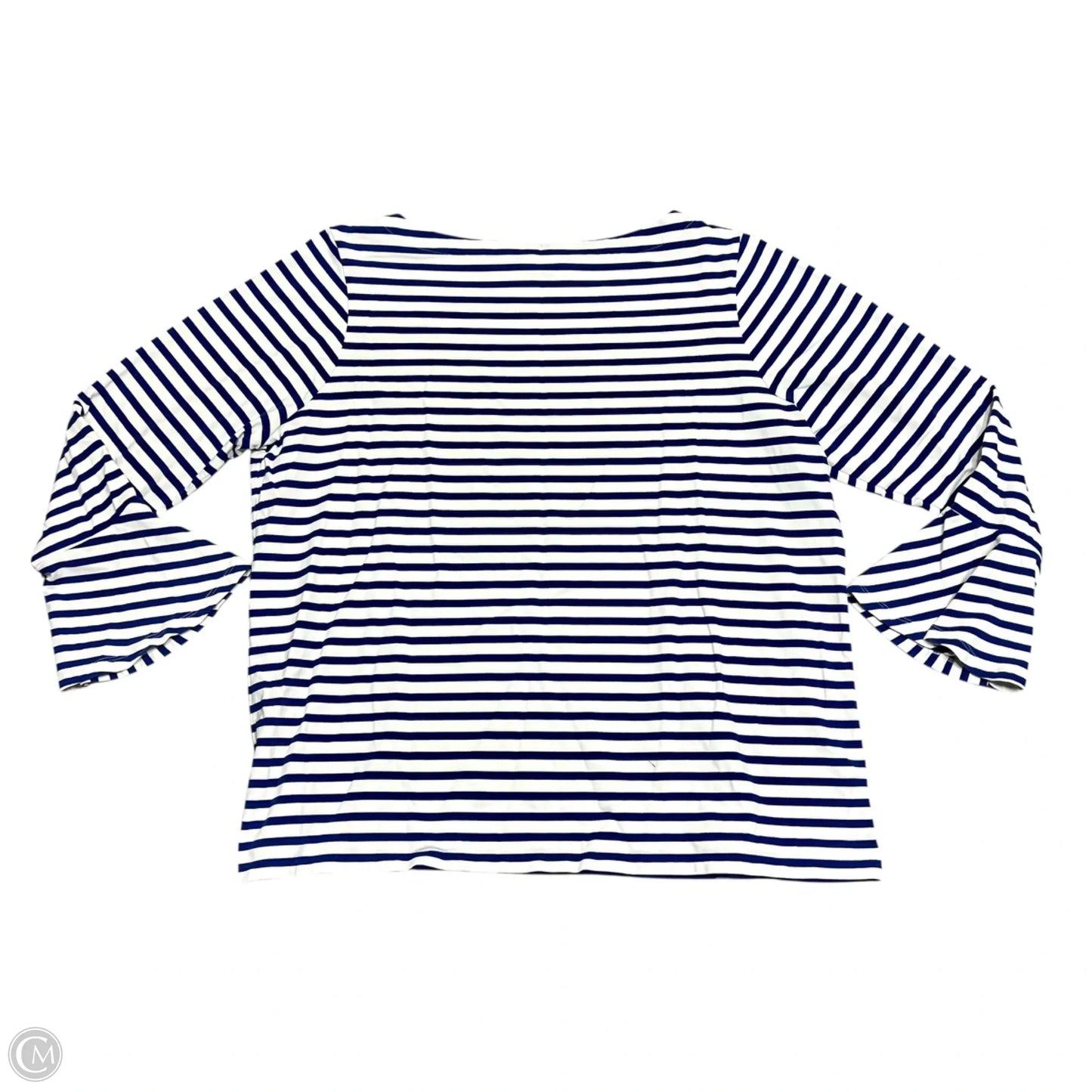 Top Long Sleeve By Lauren By Ralph Lauren In Blue & White, Size: 2x