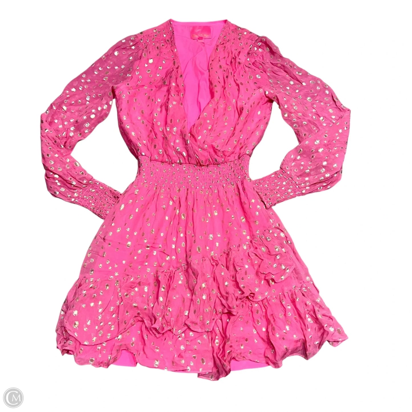 Dress Designer By Lilly Pulitzer In Gold & Pink, Size: S