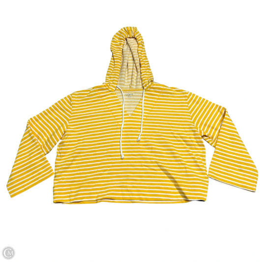 Sweatshirt Hoodie By Loft In White & Yellow, Size: M