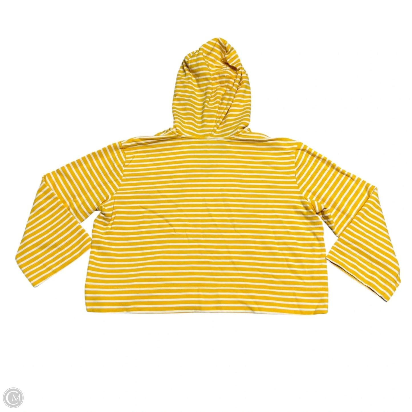Sweatshirt Hoodie By Loft In White & Yellow, Size: M