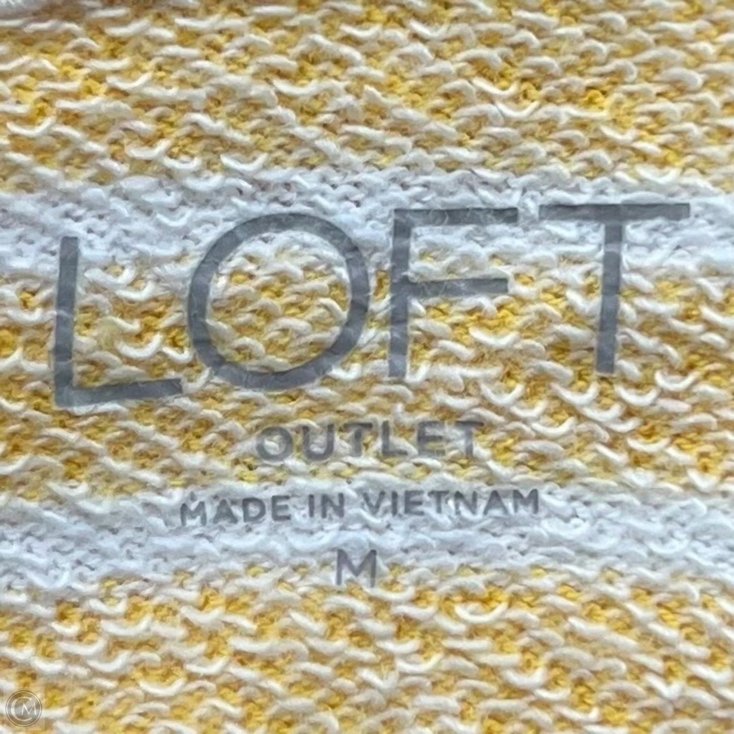 Sweatshirt Hoodie By Loft In White & Yellow, Size: M