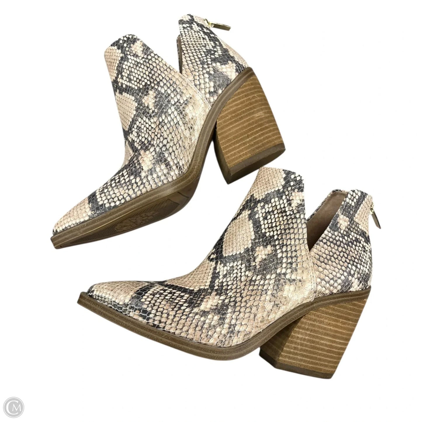 Boots Ankle Heels By Vince Camuto In Snakeskin Print, Size: 7