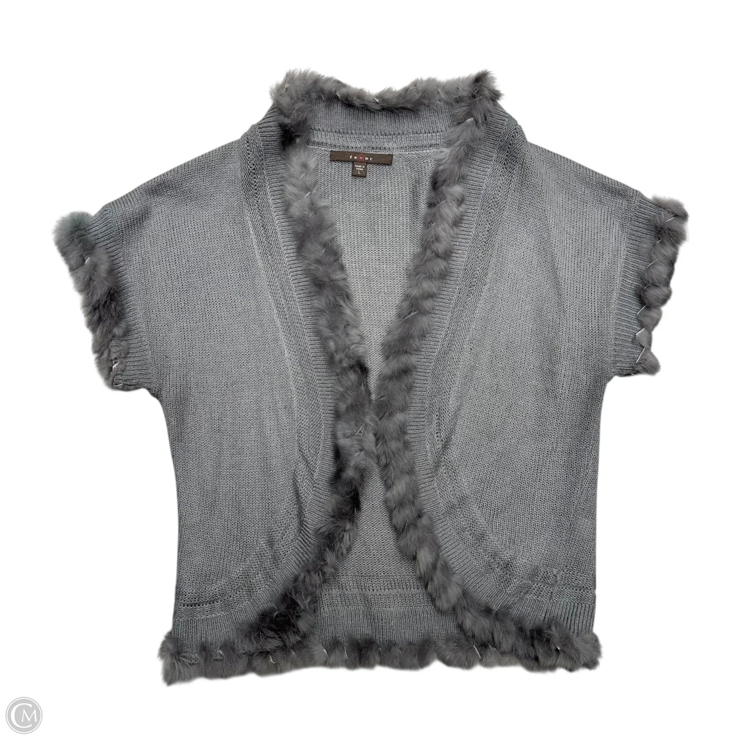 Sweater Cardigan By Fever In Grey, Size: L