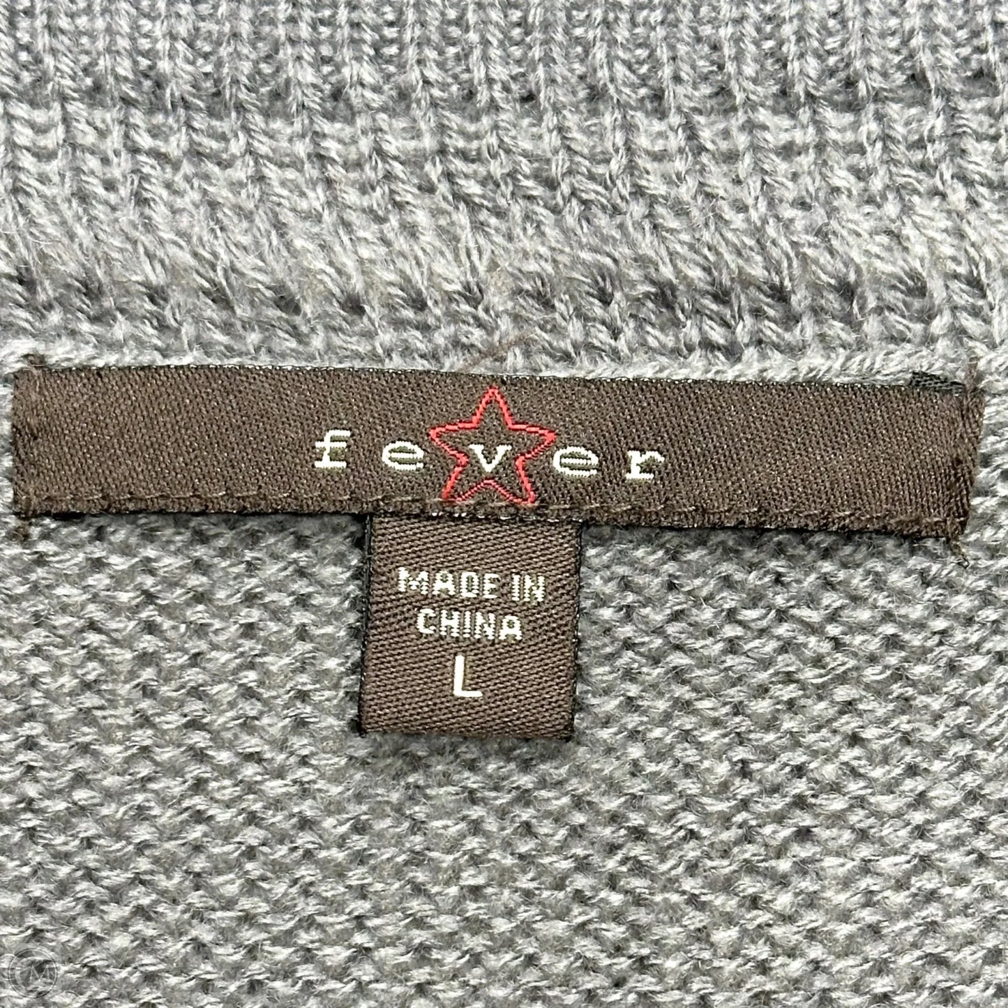 Sweater Cardigan By Fever In Grey, Size: L
