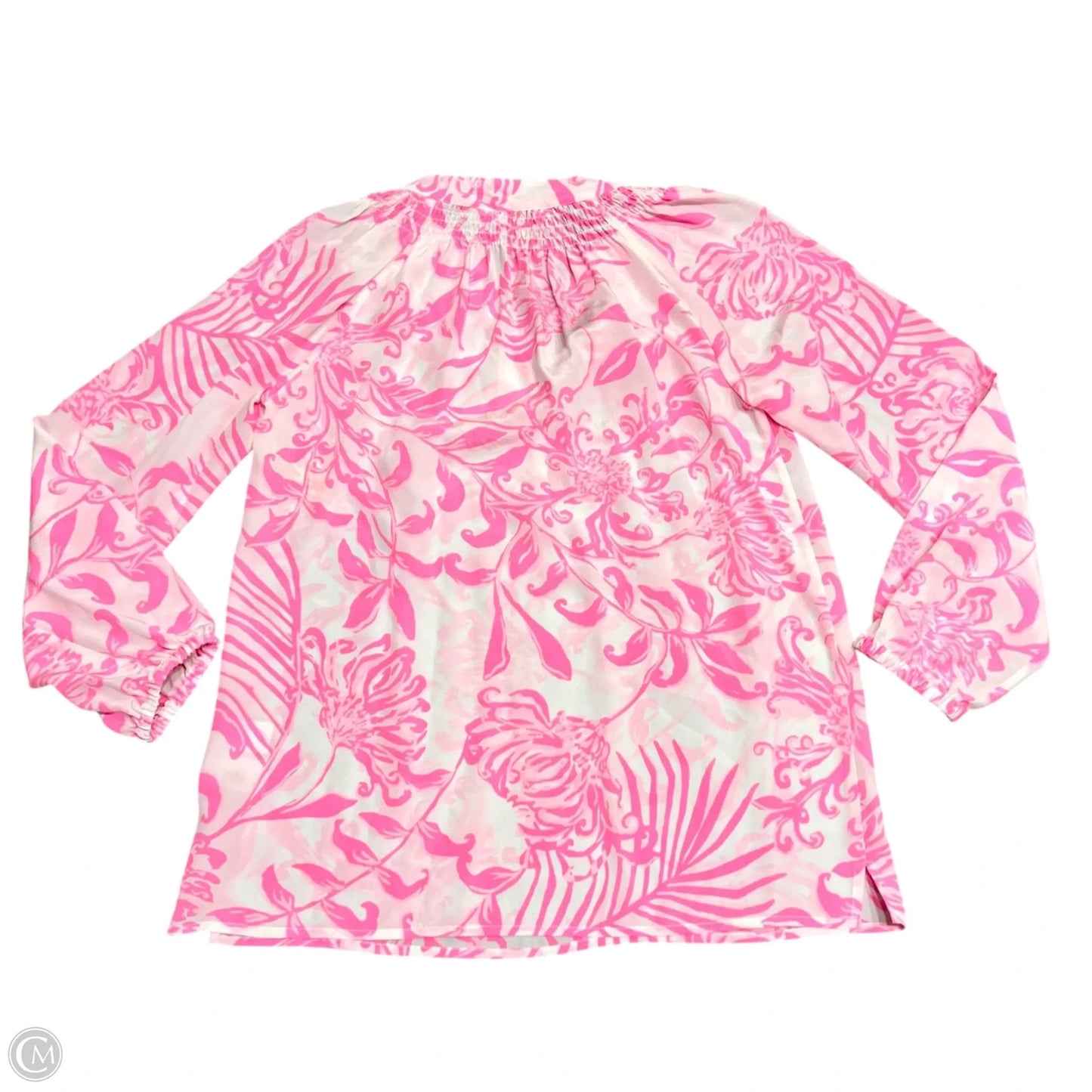 Top Long Sleeve Designer By Lilly Pulitzer In Pink & White, Size: Xs