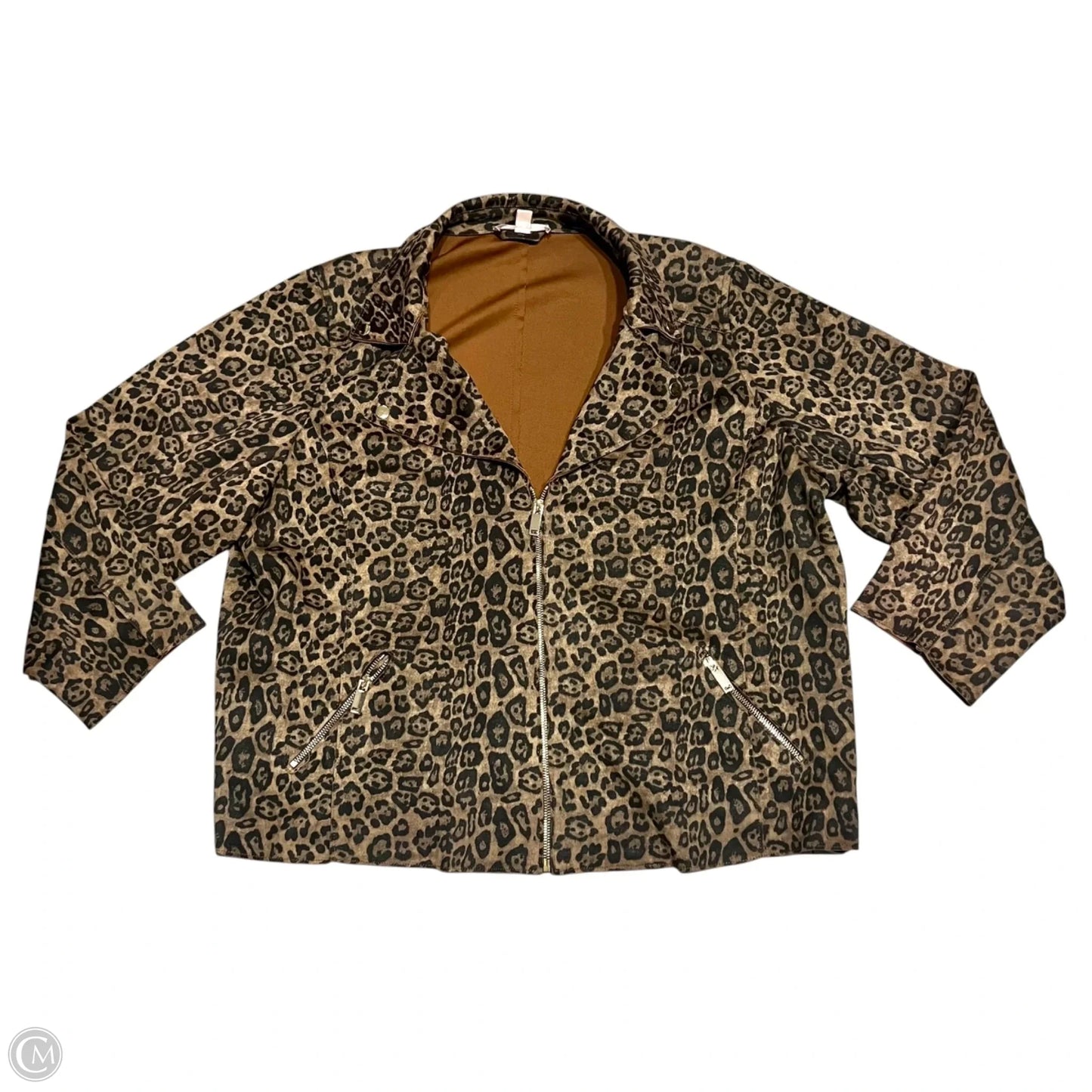 Jacket Moto By Philosophy In Leopard Print, Size: 2x